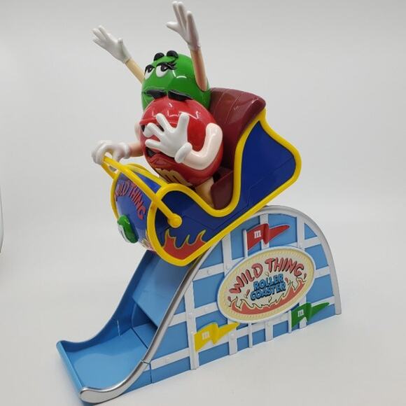 M&M's Wild Thing Ms. Green Mr. Red Roller Coaster Candy Dispenser - Picture 1 of 11